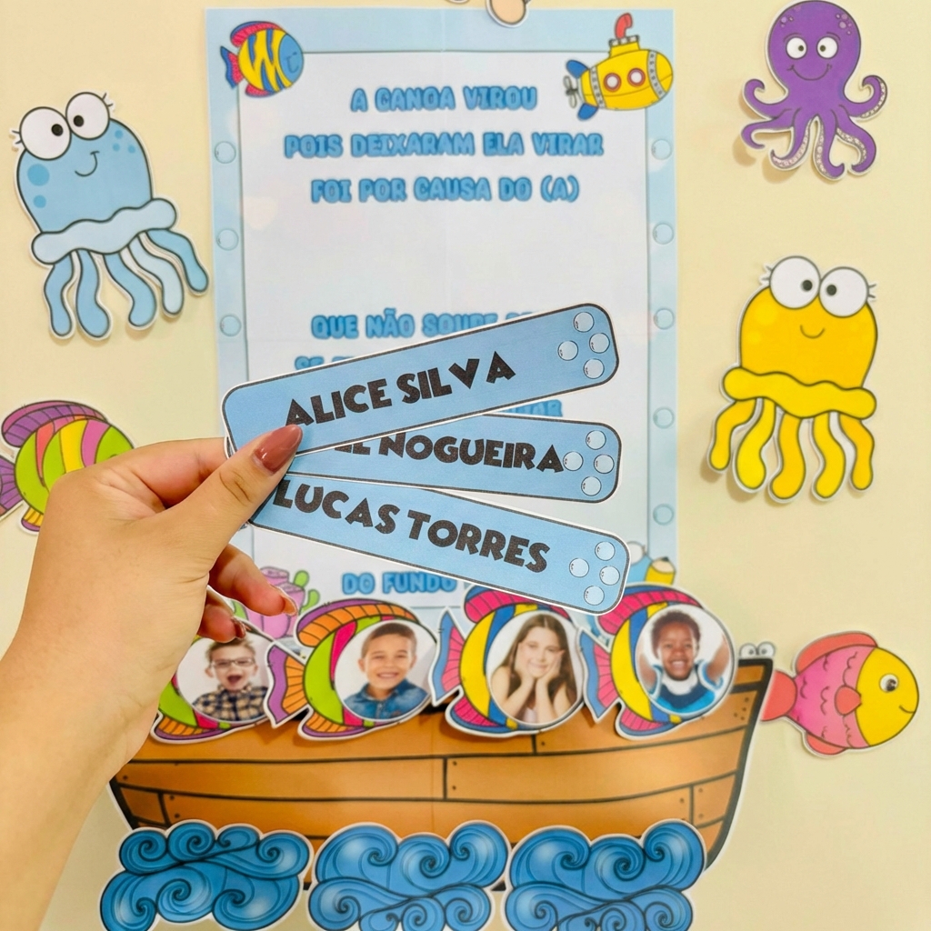 DINÂMICA PARA TRABALHAR O NOME PRÓPRIO E CHAMADINHA “A CANOA VIROU”